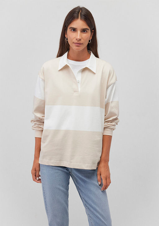 Cizgili Polo Tisort - Mavi фото 2