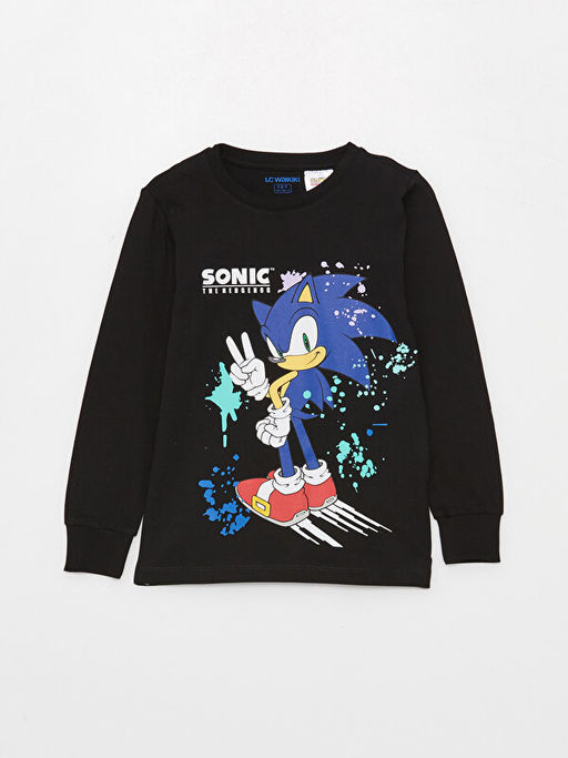 Bisiklet Yaka Sonic Bask?l? Uzun Kollu Erkek ?ocuk Pijama Tak?m? - Waikiki фото 2