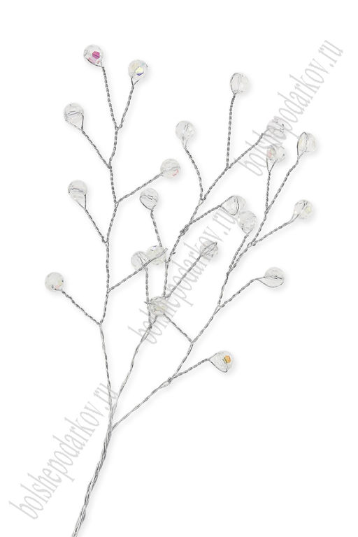 Веточка декоративная 14 см (3 шт) SF-7797, серебро/серебро №2