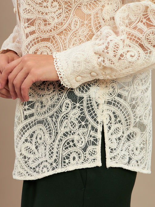 Блузка из кружевной ткани OD-977-1 молочный
