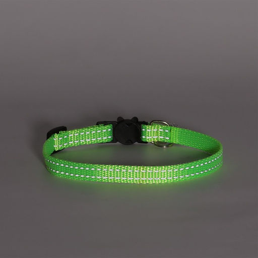 Ошейник кошачий светоотражающий, с серебряным бубенчиком, 19-32 х 1 см, зелёный - Пижон фото 8