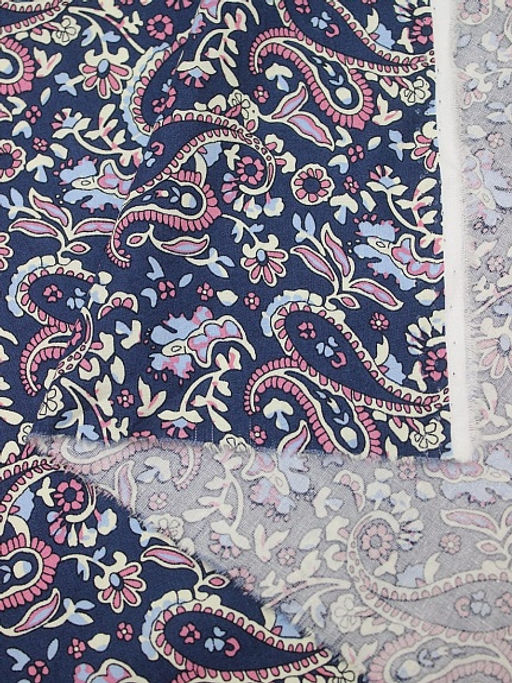 Импорт. хлопок Мерида цв.розовый/чернильно-синий, ш.1.48 м, хл-100%, 100гр/м.кв - Купава фото 5