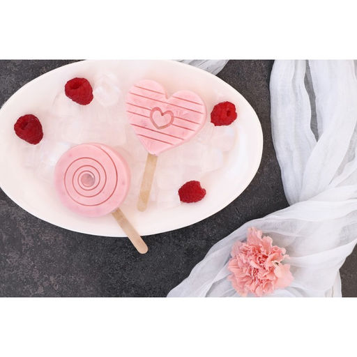 Форма для мороженого Любовь, силикон, 19.5?11?2.5 см, 2 ячейки, с крышкой и палочками (50 шт.), сиреневая