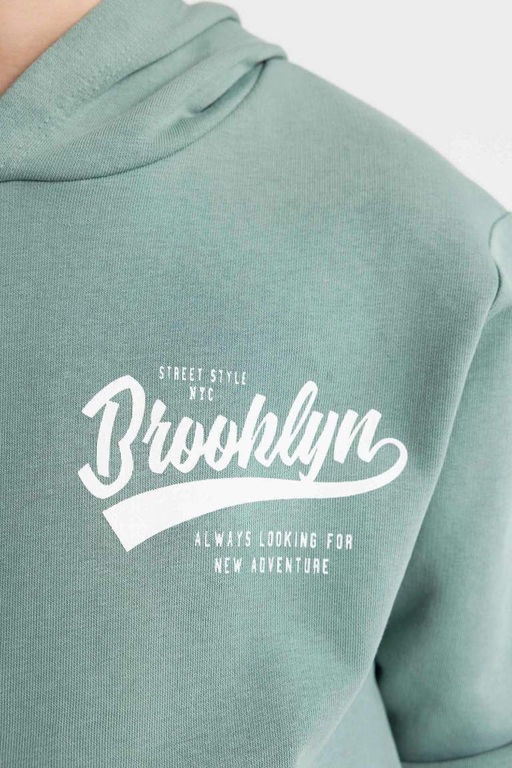 Школьная толстовка с капюшоном и принтом для мальчиков - Defacto фото 4