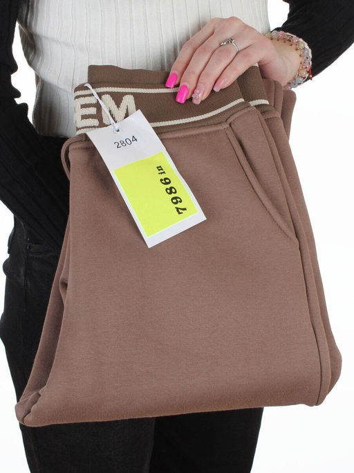 2804 BROWN Брюки спортивные утепленные женские (95% хлопок, 5% спандекс)