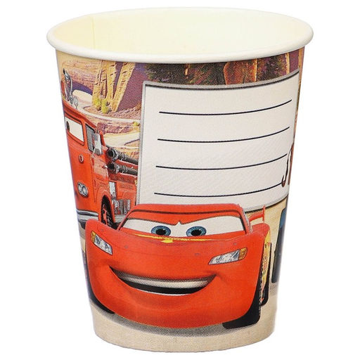 Цена за 10 шт. Стакан одноразовый бумажный "С Днем Рождения!", 250 мл, Тачки