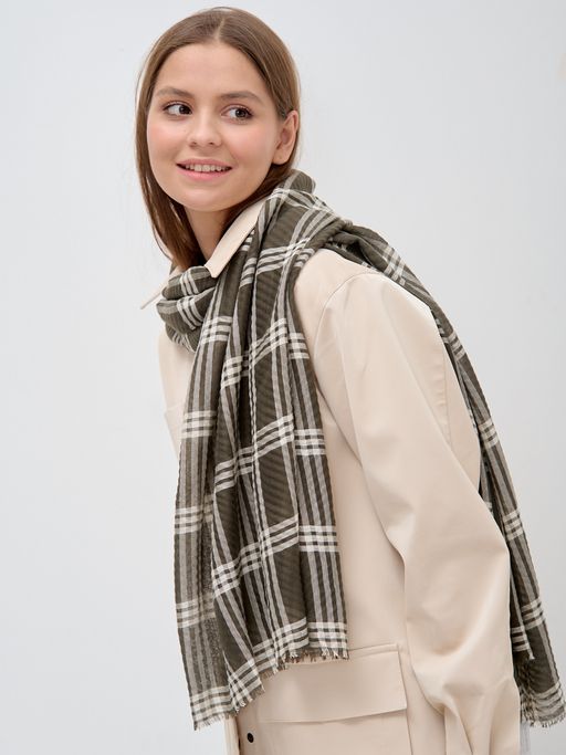 Большой, красивый двусторонний палантин с необычной выработкой по всему полотну изделия - Tantino фото 6