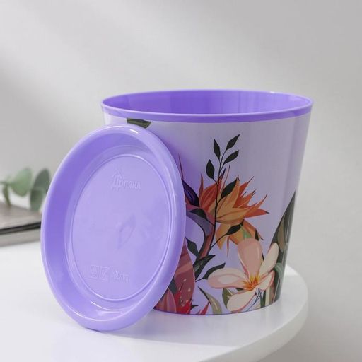 Цена за 2 шт. Горшок для цветов Доляна «Тропический лес», 800 мл, цвет лиловый