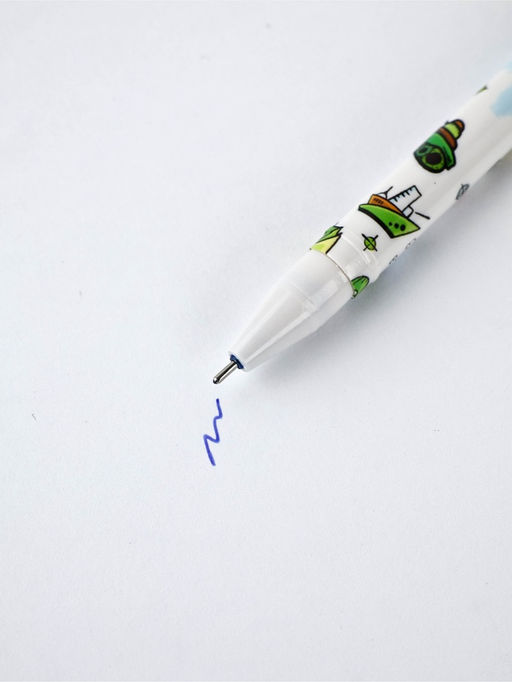 Цена за 10 шт. Ручка пластик пиши-стирай с колпачком "С 23 февраля!", синяя паста, гелевая 0,5 мм