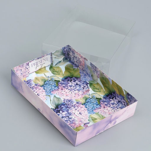 Цена за 5 шт. Кондитерская упаковка, коробка для макарун с пластиковой крышкой, «Подарок для тебя», 18 х 12 х 3.5 см