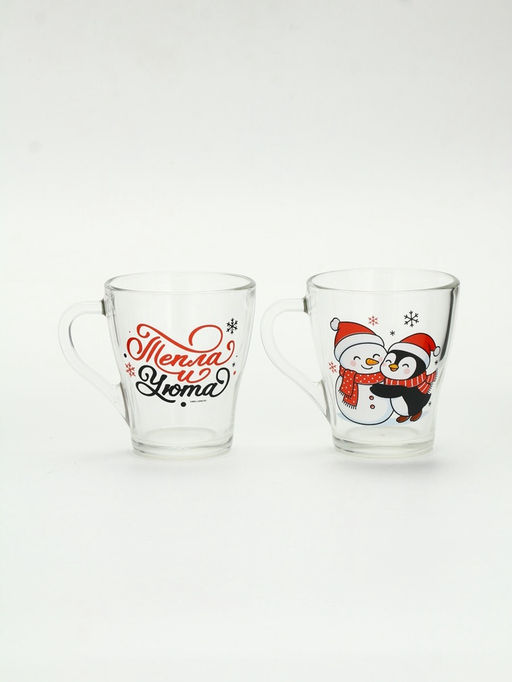 Кружки стеклянные новогодние Персонажи, набор 2 шт. - Дорого внимание фото 2