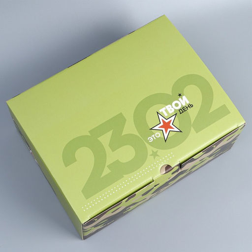 Цена за 2 шт. Коробка подарочная сборная, упаковка, «23 февраля», 30 х 23 х 12 см