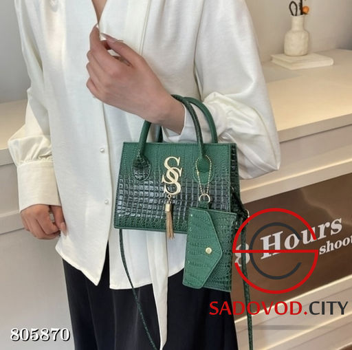 Крокодиловая сумка через плечо с цепочкой и кисточкой - Bruno фото 7