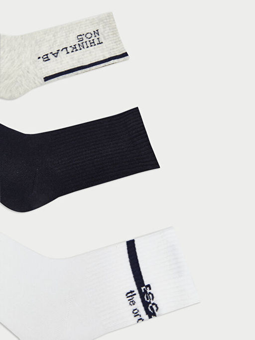 Bask?l? Erkek Soket ?orap 3l?