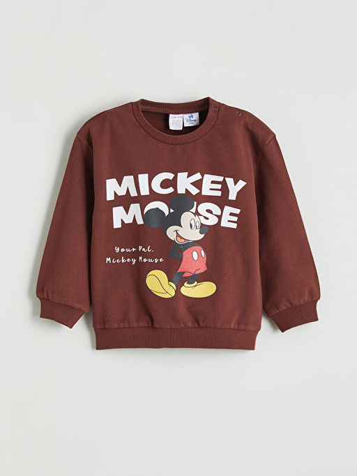Mickey Mouse Bask?l? Erkek Bebek Sweatshirt ve E?ofman Alt?