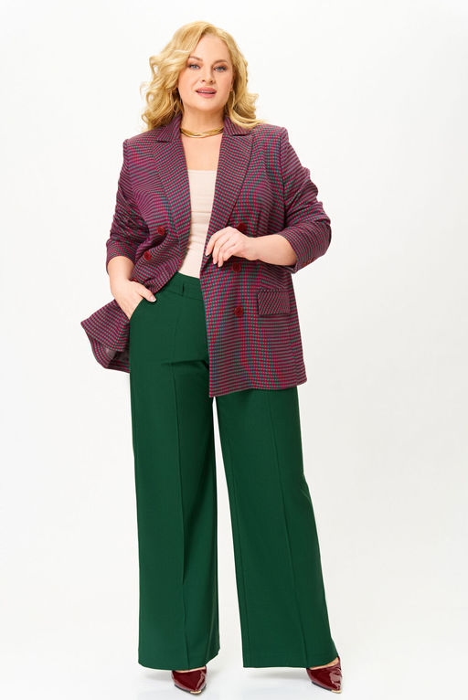 Жакет Swallow 816 Зелёно-бордовая мелкая гусиная лапка фото 3