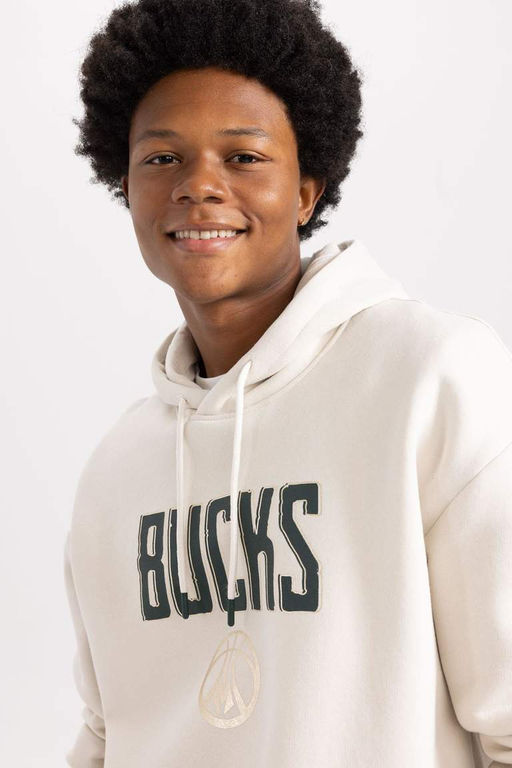 DeFactoFit Толстовка оверсайз с капюшоном и капюшоном NBA Milwaukee Bucks  фото 8