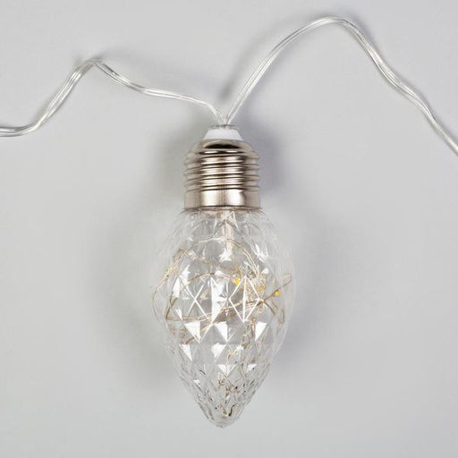 Гирлянда Нить 3 м с насадками Лампочки шишки, IP20, прозрачная нить, 80 LED, свечение синее, 8 режимов, 220 В - Luazon lighting фото 4