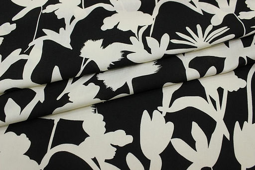 Штапель Цветочный силуэт цв.черный, ш.1.45м, вискоза-100%, 100гр/м.кв - Купава фото 5