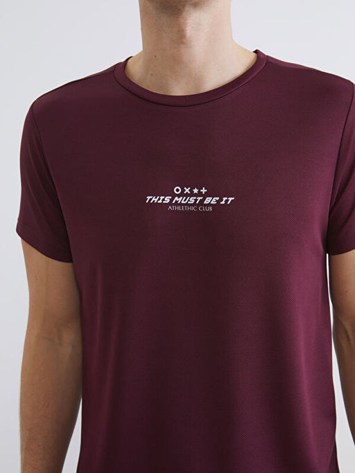 Bisiklet Yaka Bask?l? Erkek Spor Ti??rt