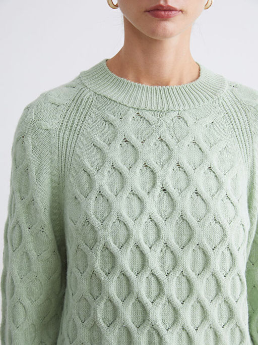 Bisiklet Yaka Kendinden Desenli Kad?n Triko Kazak