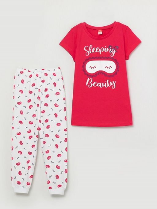 CRB wear/CSJG 50045-25 Комплект для девочки (футболка, брюки), малиновый/Ex.Cherubino  фото 2