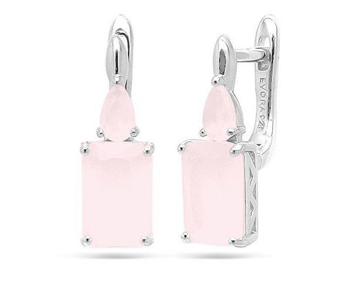 Серьги из серебра розовый кварц, МЦВ156