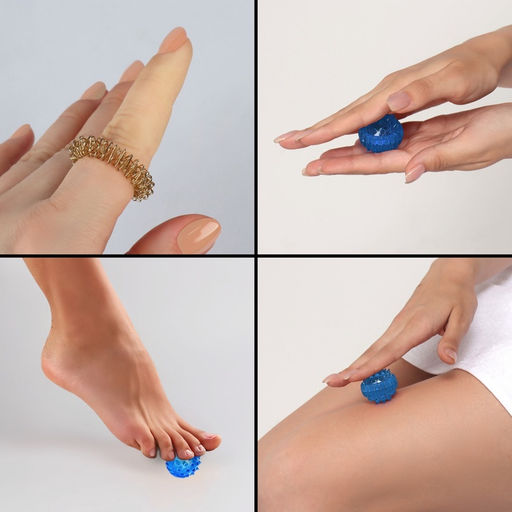 Массажёр для рук и ног, d=3.5 см, 2 кольца, синий