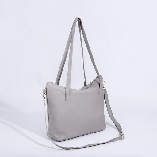 Сумка - шоппер женская на молнии, 43×13×30 см, однотонная, серая