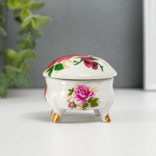 Шкатулка для украшений на ножках «Роза», керамика, 6.1×7.7×4.8 см