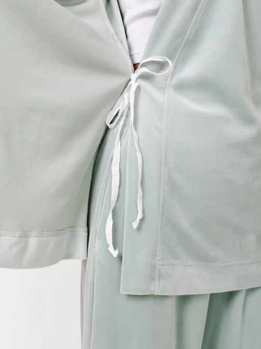 Пижама Кимоно+брюки из велюра OD-836-2 серо-зеленый