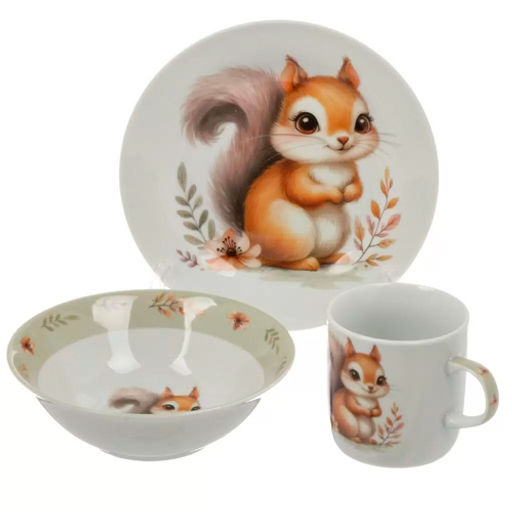 Набор посуды керамика 3 шт Белочка тар17.5 см сал 15 см/350 мл кружка 230 мл 501735 /DANIKS/