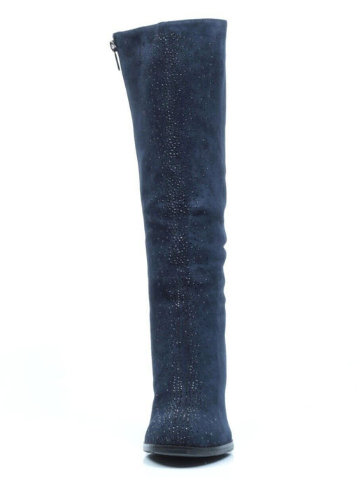 02-F65-011M DARK BLUE Сапоги зимние женские (натуральная замша, натуральный мех (полностью))