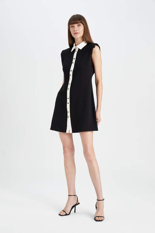 Тканое мини-платье без рукавов - Defacto фото 2