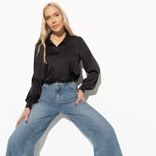 Рубашка из шелка Цветущее очарование (черная) - Charutti фото 7