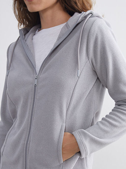 Kap??onlu Polar Kad?n Fermuarl? Sweatshirt