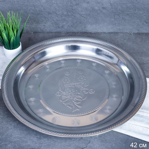 Блюдо 42 см металл с декором Цветы / JP-56 /уп 80/ 0.450 - Галеонтрейд фото 2