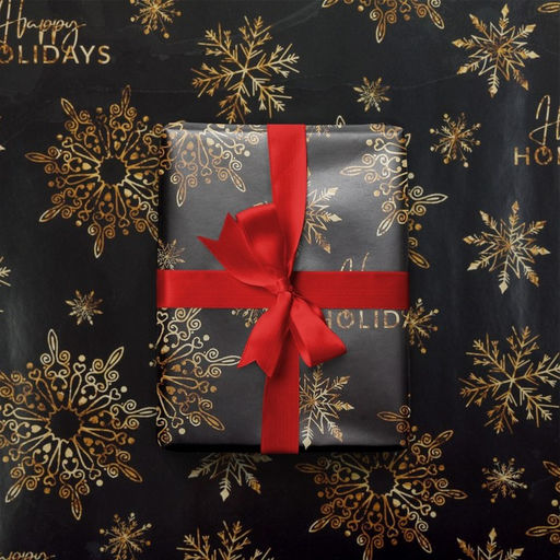 Цена за 8 шт. Упаковочная бумага на новый год Happy holidays, 50×70 см, глянцевая