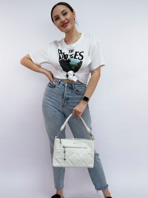 LACCOMA сумка Майя-Ф826-белый эко кожа хлопок фото 12