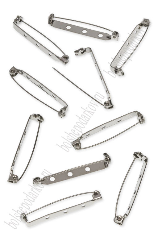 Заготовка для брошек безопасная 3,8*0,5 см (100 шт) SF-7866, серебро