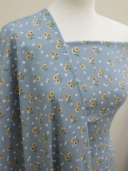 Штапель Алетта цв.лазурно-серый, ш.1.45м, вискоза-100%, 100гр/м.кв - Купава фото 8