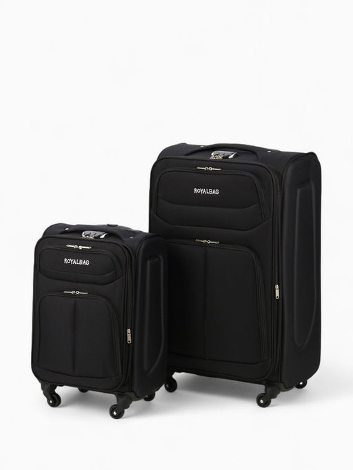 Чемодан на колёсах Royalbag маленький 46 л (S), на молнии, с увеличением, кодовый замок, 4 колеса, чёрный