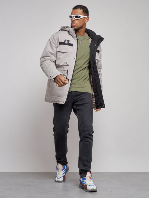 Куртка мужская зимняя с капюшоном молодежная серого цвета 88911Sr - Mtforce фото 16