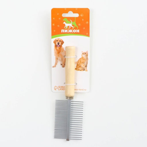 Расчёска Wood двухсторонняя с деревянной ручкой, 17 х 5,5 см - Пижон фото 4