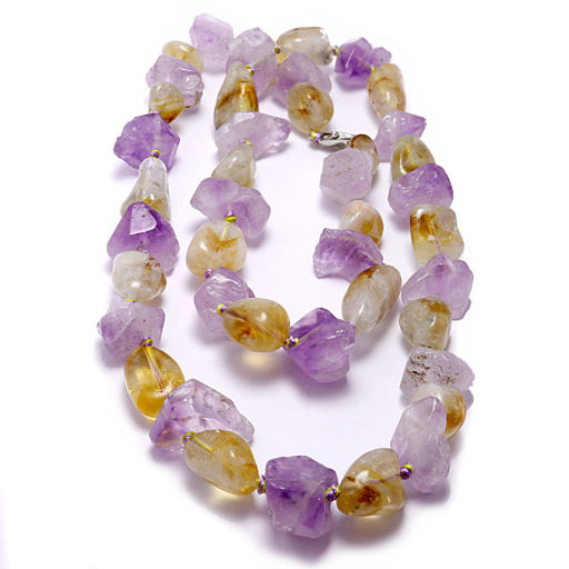 Бусы из камня Аметист и Цитрин, привлекают любовь, даруют изобилие