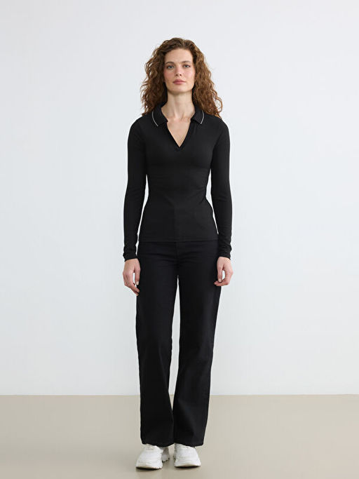 Polo Yaka Fitilli Kad?n Ti??rt