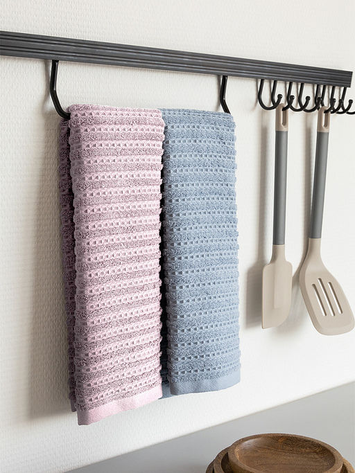 Набор кухонных полотенец 34x70, 2 шт лавандовый, серый хлопок - Denastia фото 2