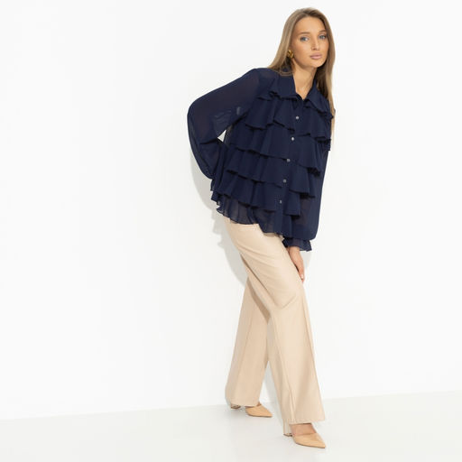 Блуза с воланами Гипнотический стиль (синяя) - Charutti фото 4