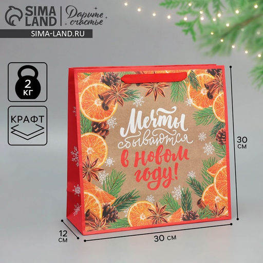Пакет крафтовый квадратный Мечты, 30 30 12 см - Дарите счастье фото 9
