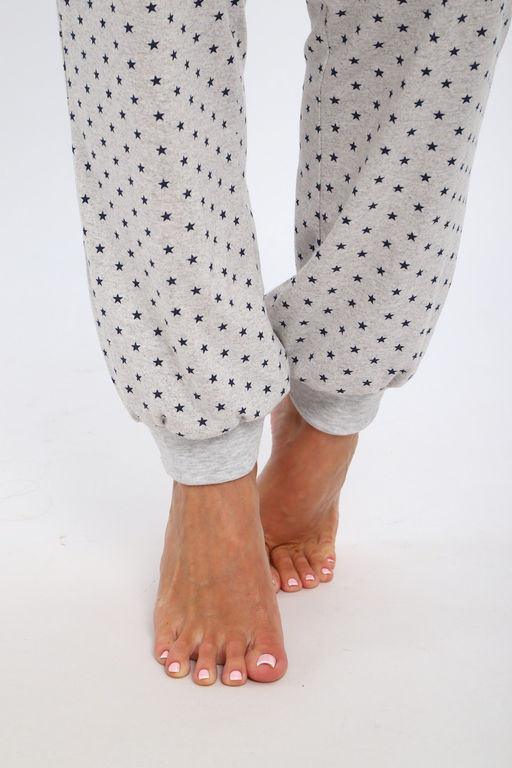 Брюки женские из кулирки на манжете звезды на мел.серый